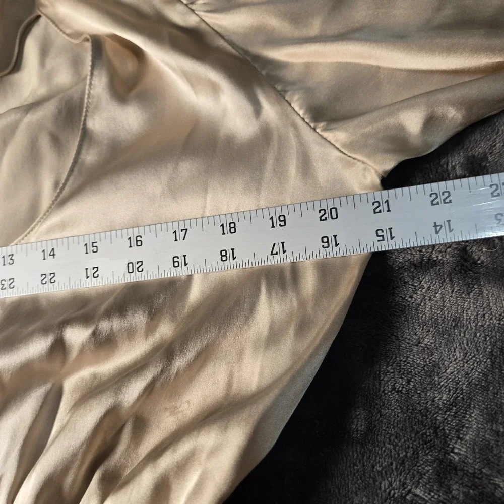Amanda Uprichard Duval Dress Size Large  Light Bone 100% Silk Small Pull See Pic